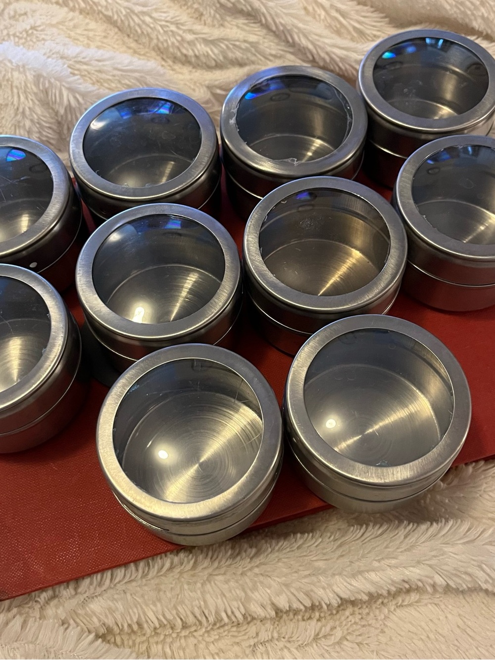 Silver Magnetic Metal Storage Tin Or Spice Jars - Set of 10
